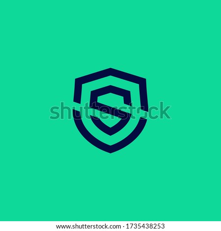 abstract s shield logo . letter s in the shield with clean outline or monoline style . vector illustration eps10