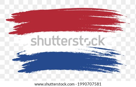 Flat Netherlands flag vector using brush style . national flag of Netherlands. vector illustration