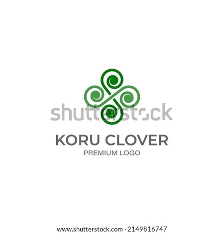 Koru Fern, Green Clover logo vector template