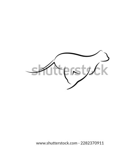 Cheetah tiger line art logo design vector illustration template