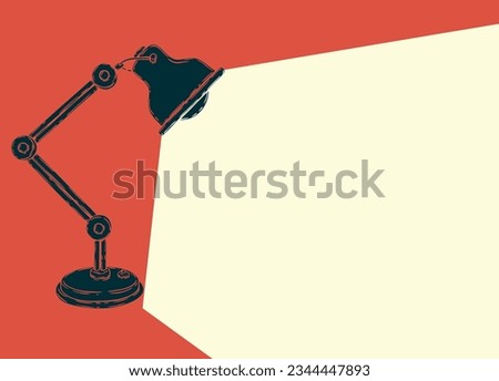 Vector hand drawn desk lamp silhouette  and light