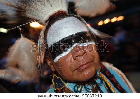WEST VANCOUVER, BC, CANADA - JULY 10: Portrait of Native Indian man taken during annual Squamish Nation Pow Wow on July 10, 2010 in West Vancouver, BC, Canada