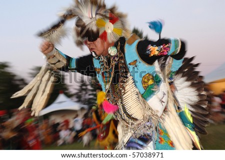 WEST VANCOUVER, BC, CANADA - JULY 10: Native Indian men dance during annual Squamish Nation Pow Wow on July 10, 2010 in West Vancouver, BC, Canada