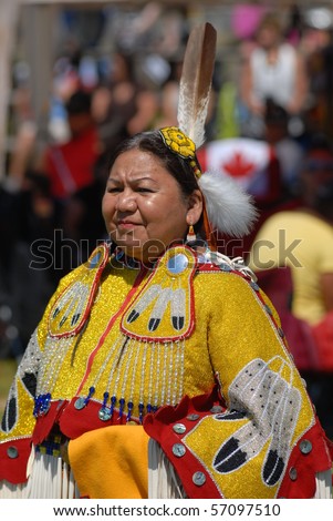 WEST VANCOUVER, BC, CANADA - JULY 10: Portrait of Native Indian woman taken during annual Squamish Nation Pow Wow on July 10, 2010 in West Vancouver, BC, Canada