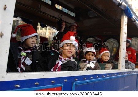 VANCOUVER, CANADA - DECEMBER 2, 2012: Thousands of participants and spectators took part in an annual The Santa Claus Parade in Vancouver, Canada, on December 2, 2012.