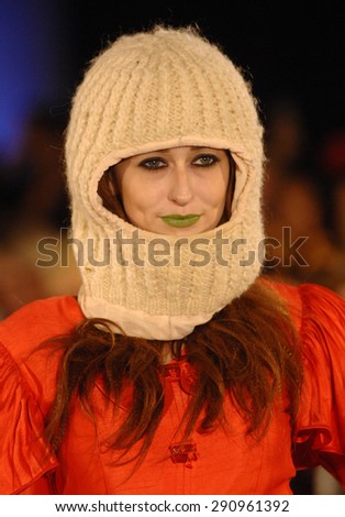 VANCOUVER, CANADA - MARCH 17, 2015: A model presents fashion creation during Vancouver Fashion Week in Vancouver, Canada, March 17, 2015.