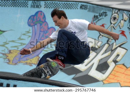 VANCOUVER, CANADA - JULY 10, 2015: Athletes compete in the Van Doren Invitational skateboard competition in Vancouver, Canada, on July 10, 2015.
