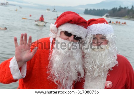 VANCOUVER, CANADA - JANUARY 1, 2012: Hundreds of people participated in the 93rd annual Polar Bear Swim 2012 in Vancouver, Canada, January 1, 2012.