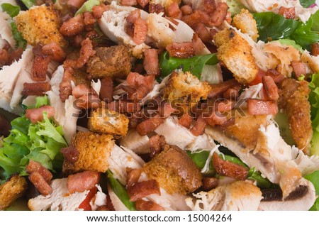 Close up of warm chicken salad.