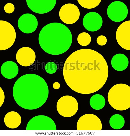 Yellow And Green Polka Dots On Black Background Which Will Tile ...