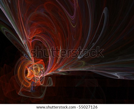 A riot of red smoky swirls flow across a black background.