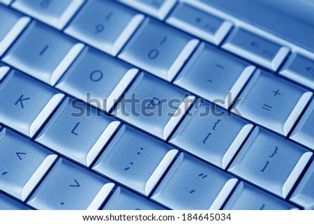 Modern laptop computer, Keyboard close up