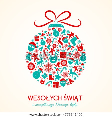 Weso?ych ?wi?t - Merry Christmas in Polish. Christmas decoration. Vector. Zdjęcia stock © 