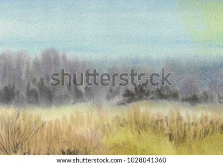 Abstract landscape watercolor painting background