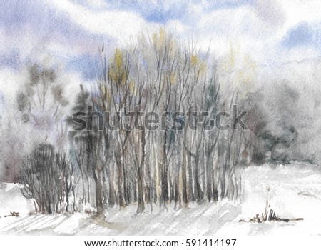 abstract forest landscape watercolor painting background