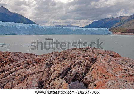 Perito Moreno Glacier and Ship for scale, Argentina