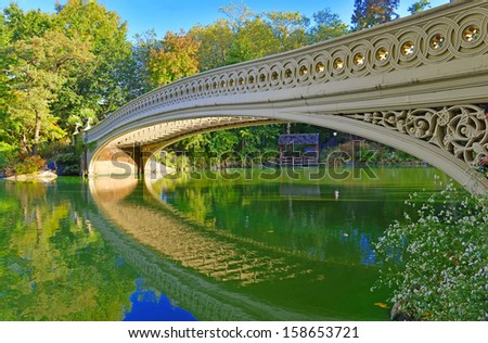 Bridge Reflecting in Pond, Central Park, Manhattan, New York