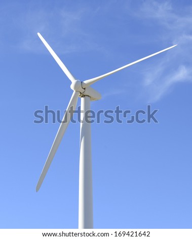 Clean, Renewable Energy for the Future: Wind Turbine in Wind Farm, Southwest Desert, USA