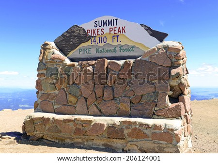 Summit Marker of Pikes Peak \