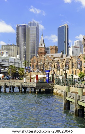 SYDNEY  CIRCA NOVEMBER 2014. Ordinarily considered a safe city, Sydney Australia (The historic Rocks pictured) was the site of a hostage situation potentially involving ISIS on December 15, 2014.