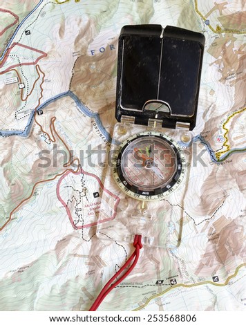 map and compass for navigation and orienteering
