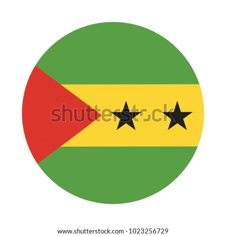 Sao Tome and Principe round isolated flag from African country in flat design