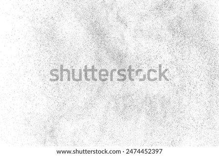 Distressed black texture. Dark grainy texture on white background. Dust overlay textured. Grain noise particles. Rusted white effect. Grunge design elements. Vector illustration, EPS 10.	
