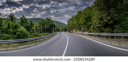 Similar – Image, Stock Photo Road trip on cloudy day