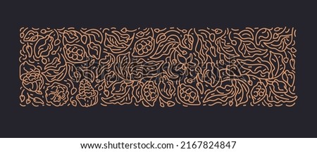 Cocoa texture background. Abstract golden plant. Art line ornament. Organic dark chocolate. Vector graphic fruit, leaf, branch