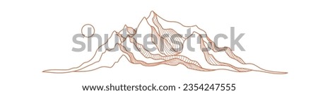 Abstract line mountain. Vector texture simple landscape. Adventure sports and hiking tourism design