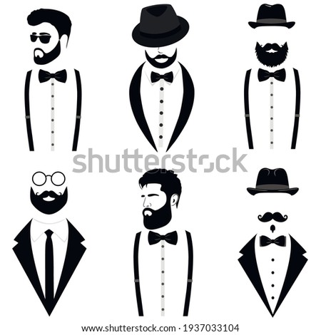 Men's collection. Gentleman's set. Suit icon isolated on white background. Vector illustration