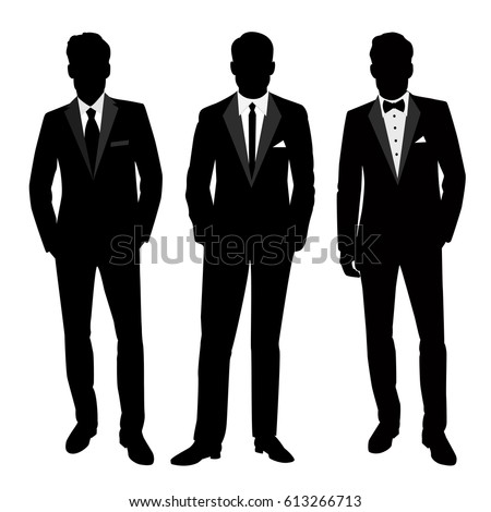 Wedding men's suit and tuxedo. Collection. The groom. Vector illustration.