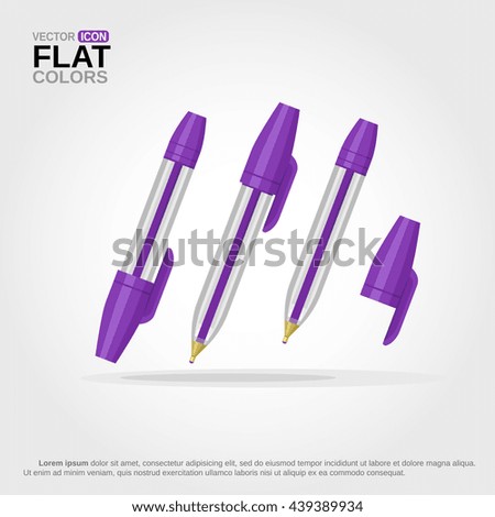 Purple Ballpen with Lid on and off.
Flat colors only, no gradients.