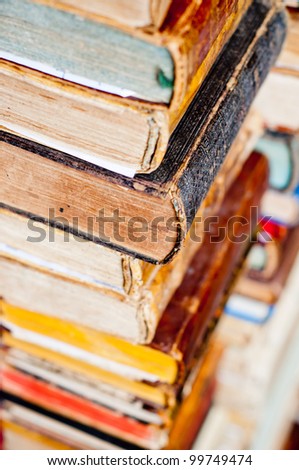 stack of old books. antique books background