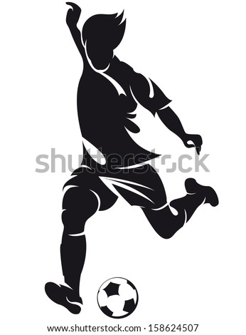 football (soccer) player silhouette with ball isolated