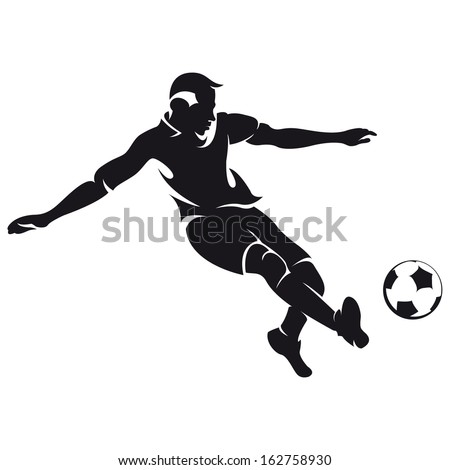 football (soccer) player silhouette with ball isolated 