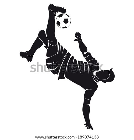 Vector football (soccer) player silhouette with ball isolated 