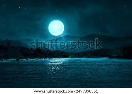 Similar – Image, Stock Photo Moon in the water