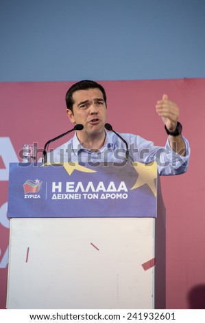 Alexis Tsipras  leader of the Coalition of the Radical Left (SYRIZA) speaks in Aristotelous Square, Thessaloniki, Greece few days before the European elections 2014.