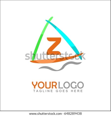 Z Letter and sail boat logo vector.