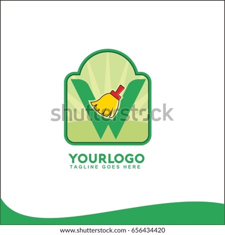 W letter illustration logo for a cleaning service. Vector brush for advertising, poster, web design, website