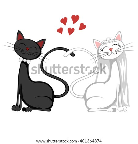 A black tomcat and a white pussycat have just married