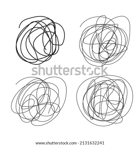 Vector icons set of squiggles and tangle knots on a white background. Isolated random doodles for design, illustration and other graphics