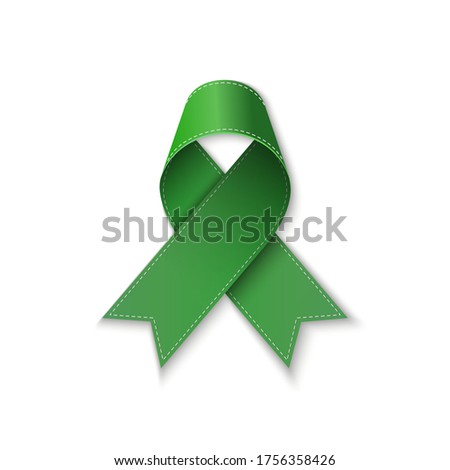 Gallbladder and Bile Duct Cancer Awareness Month. Realistic Kelly Green ribbon symbol. Medical Design. Vector illustration.