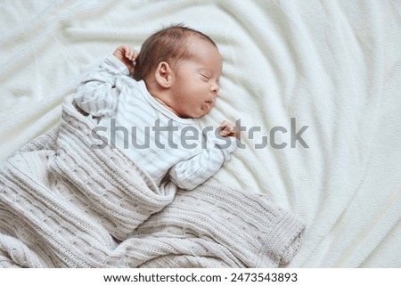 Similar – Image, Stock Photo Sweet newborn sleeping in soft bed at home