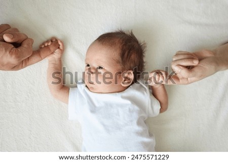 Similar – Image, Stock Photo Happy mother holding newborn child