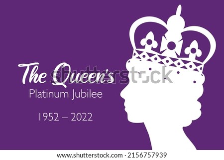 The Queen's Platinum Jubilee celebration banner with side profile of Queen Elizabeth in crown 70 years. Ideal design for banners, flayers, social media, stickers, greeting cards. 
