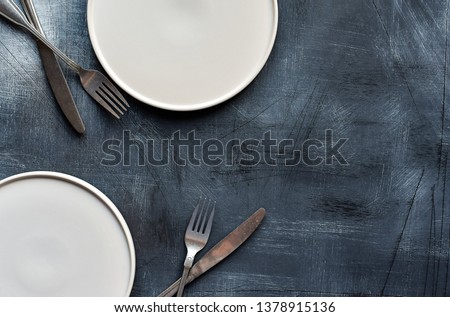 Similar – Image, Stock Photo Served table with plates and cutlery on napkin