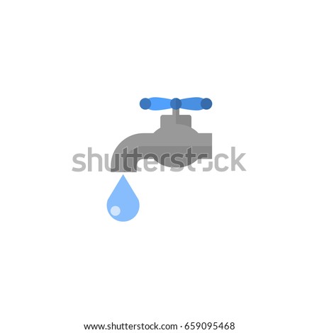 Flat Icon Tap Water Element. Vector Illustration Of Flat Icon Faucet Isolated On Clean Background. Can Be Used As Faucet, Tap And Water Symbols.