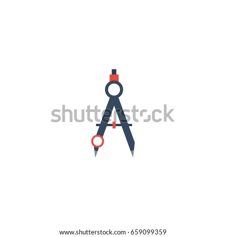 Compass Icon Flat Element. Vector Illustration Of Flat Drafting Compass Icon Flat Style Isolated On Clean Background. 